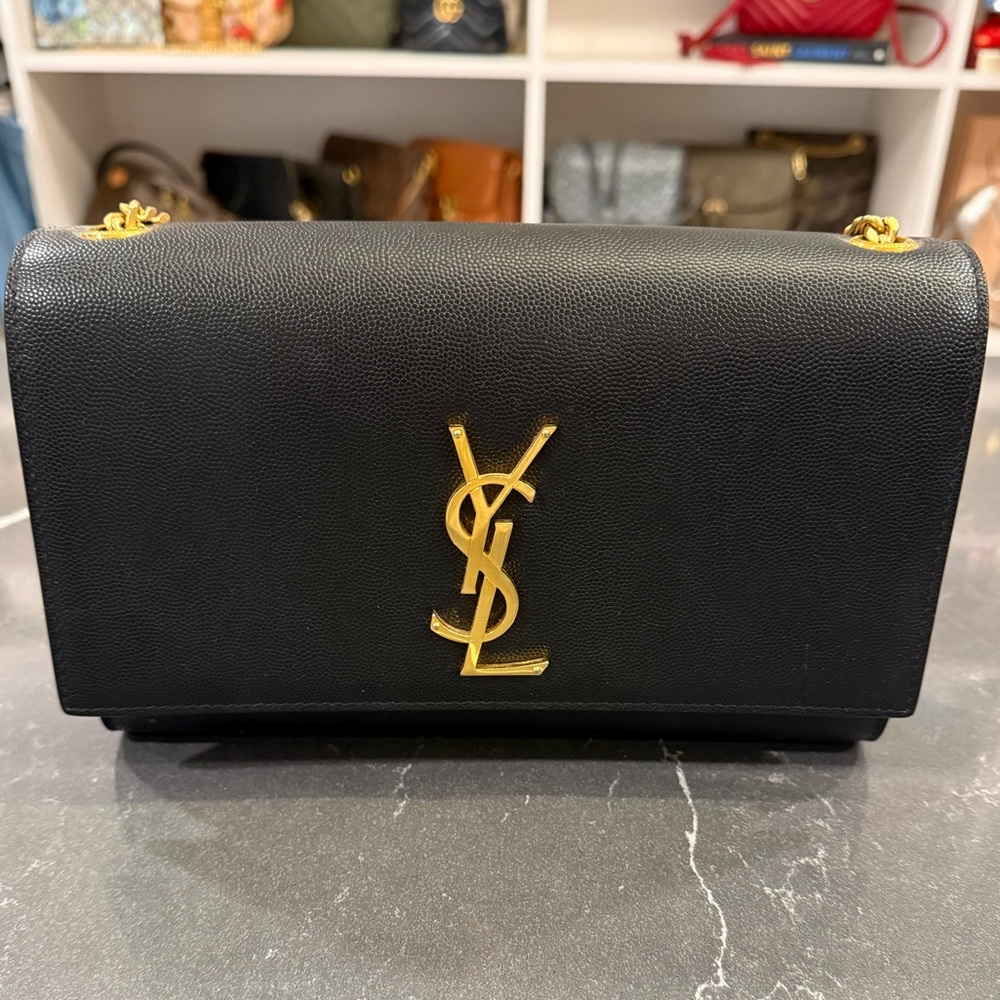 Saint Laurent Kate Medium YSL Crossbody Bag in Grained Leather